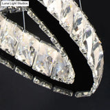 Modern Led Crystal Pendant Lamp: 2-Tier Circular Carousel Design Minimalistic Prismatic Ideal For