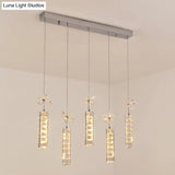 Modern Led Crystal Pendant Light With Chrome Canopy - Linear And Flower Drop Design