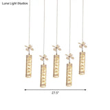 Modern Led Crystal Pendant Light With Chrome Canopy - Linear And Flower Drop Design