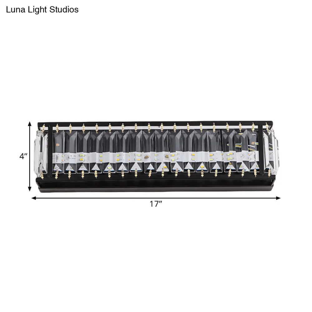 Modern Led Crystal Rectangular Sconce: Black Wall Mounted Bedside Lighting
