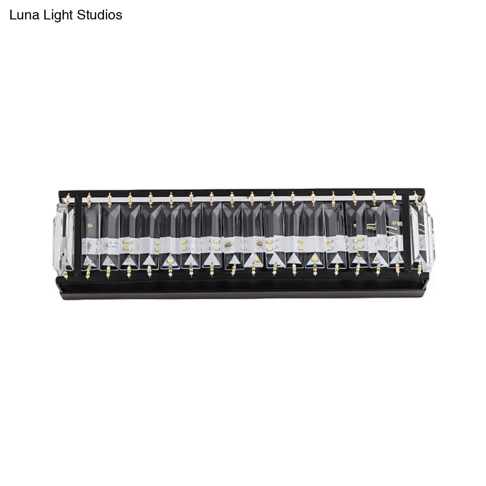 Modern Led Crystal Rectangular Sconce: Black Wall Mounted Bedside Lighting