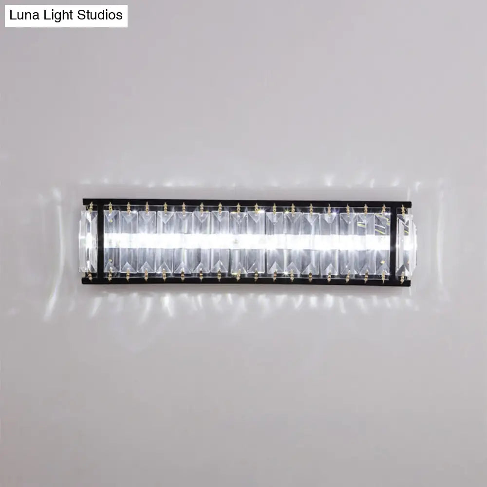 Modern Led Crystal Rectangular Sconce: Black Wall Mounted Bedside Lighting