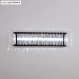 Modern Led Crystal Rectangular Sconce: Black Wall Mounted Bedside Lighting
