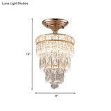 Modern Led Crystal Semi Flush Ceiling Light In Gold Tone
