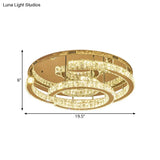 Modern Led Crystal Semi - Flush Ceiling Light In Warm/White 19.5’/23.5’ Diameter