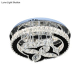 Modern Led Crystal Shade Ceiling Lamp With Stainless Steel Finish