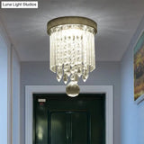 Modern Led Crystal Shade Chrome Flushmount Light 8’/19.5’ Wide Cylinder Ceiling Lamp