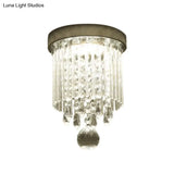 Modern Led Crystal Shade Chrome Flushmount Light 8’/19.5’ Wide Cylinder Ceiling Lamp