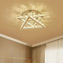Modern Led Crystal Triangle Ceiling Lamp With Tiered Design - Ideal For Bedroom Clear
