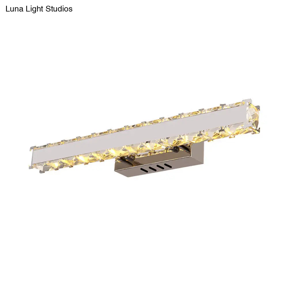 Modern Led Crystal Vanity Mirror Light Sconce - 11.5/16.5 Wide Rectangle White Wall Lighting For