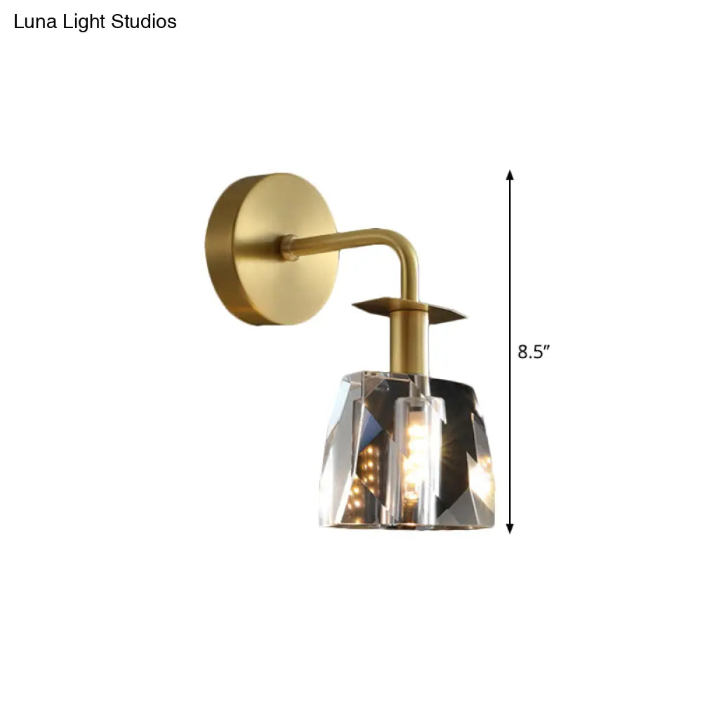 Modern Led Crystal Wall Sconce - Clear Half Ball Bedchamber Lamp