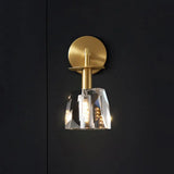 Modern Led Crystal Wall Sconce - Clear Half Ball Bedchamber Lamp