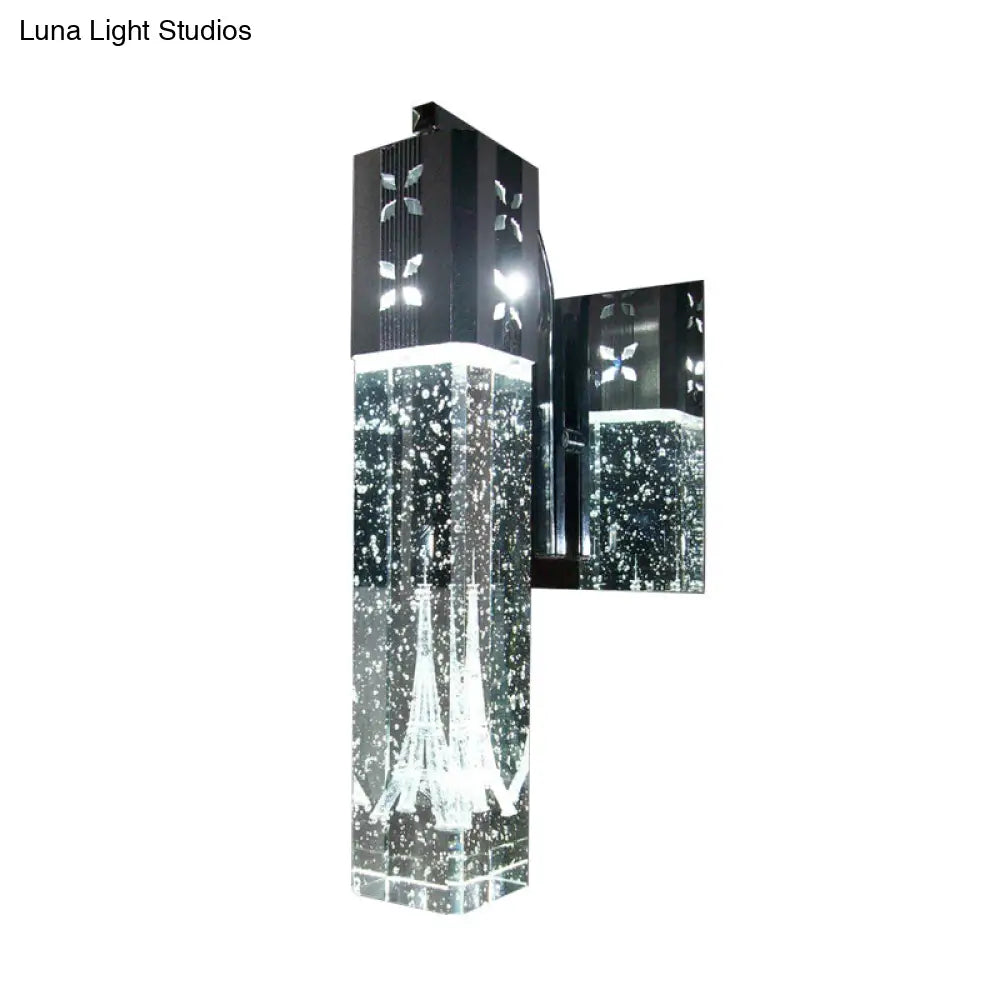 Modern Led Crystal Wall Sconce In Warm/White - 2 Color Lights Nickle Fixture