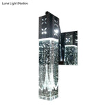 Modern Led Crystal Wall Sconce In Warm/White - 2 Color Lights Nickle Fixture