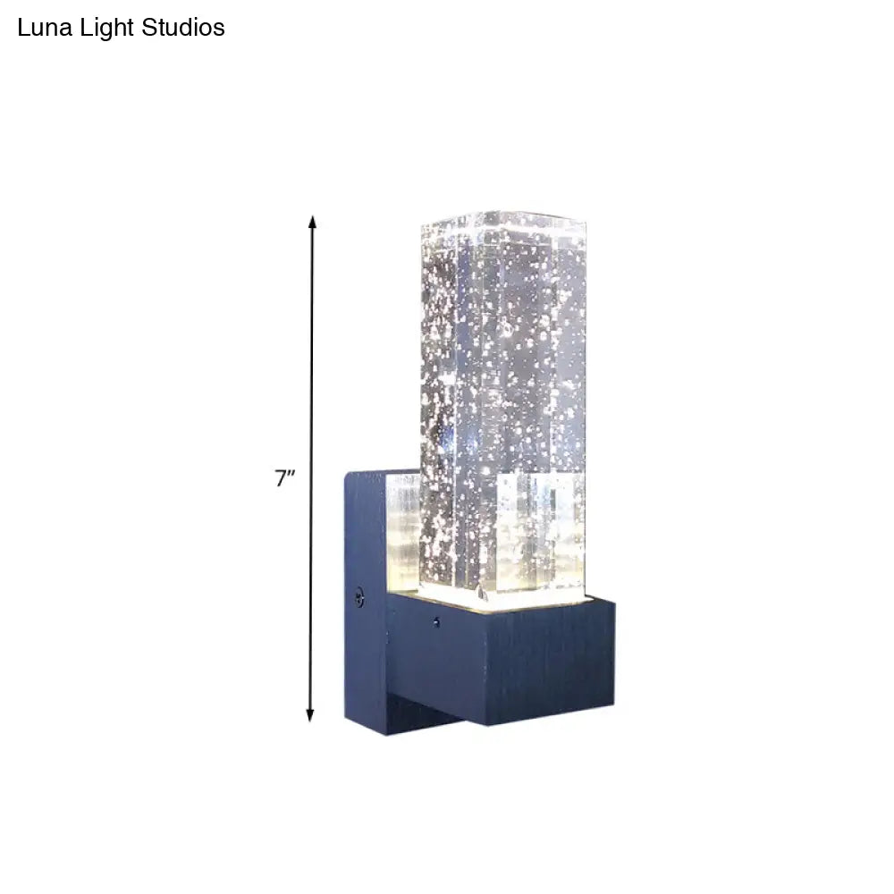 Modern Led Crystal Wall Sconce Light Fixture For Bedrooms - Clear Bubble Design In Warm/White