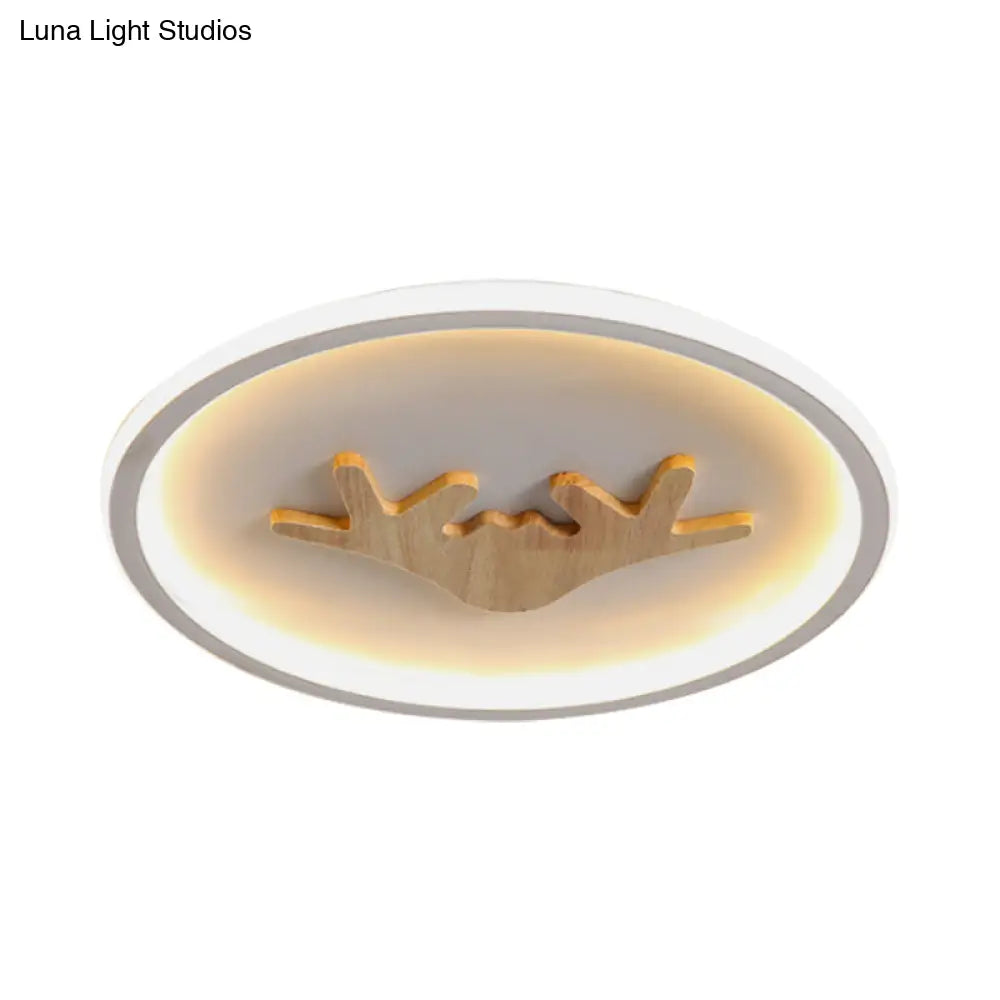 Modern Led Deer Flush Mount Acrylic Ceiling Light For Bedroom - Grey/White/Green