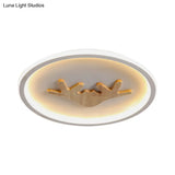 Modern Led Deer Flush Mount Acrylic Ceiling Light For Bedroom - Grey/White/Green