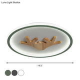 Modern Led Deer Flush Mount Acrylic Ceiling Light For Bedroom - Grey/White/Green