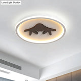 Modern Led Deer Flush Mount Acrylic Ceiling Light For Bedroom - Grey/White/Green