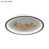 Modern Led Deer Flush Mount Acrylic Ceiling Light For Bedroom - Grey/White/Green