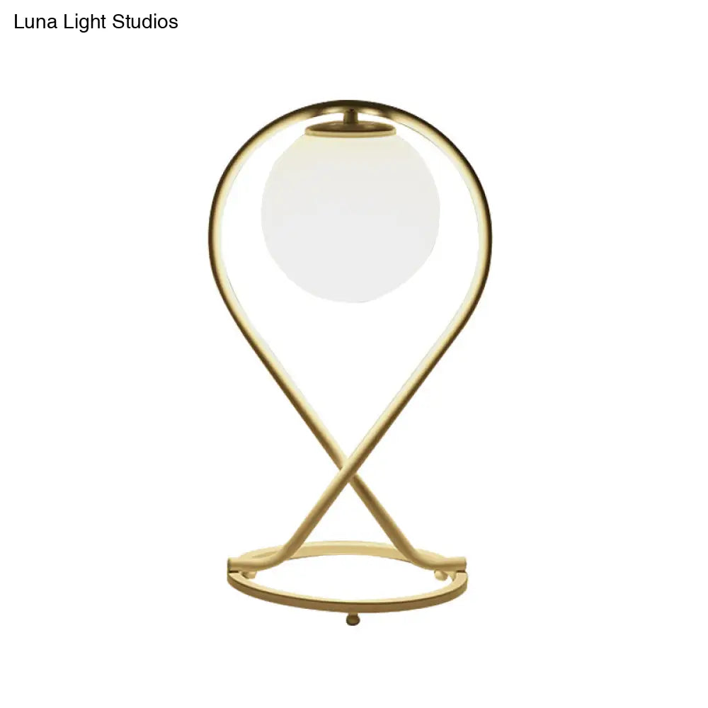 Modern Led Desk Lamp- Child Bedroom Globe Shade White Metal 1 Head