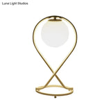 Modern Led Desk Lamp- Child Bedroom Globe Shade White Metal 1 Head
