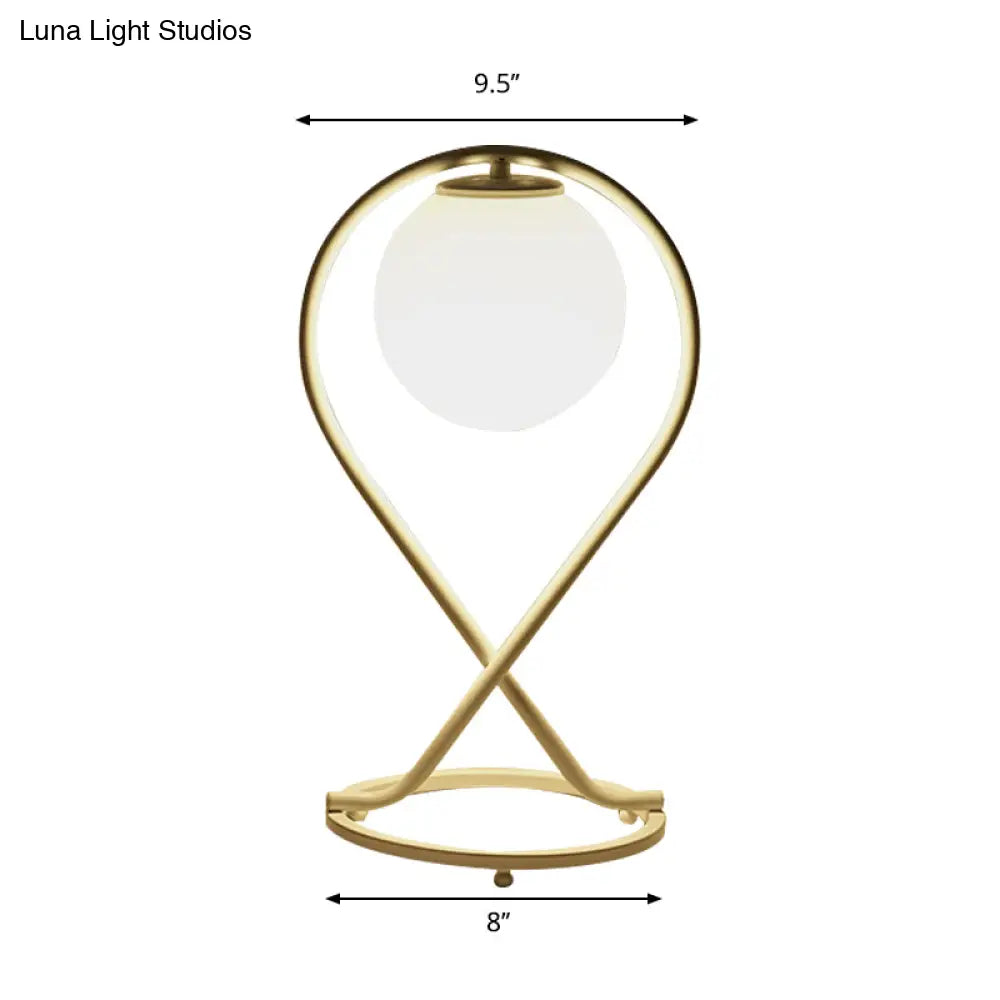 Modern Led Desk Lamp- Child Bedroom Globe Shade White Metal 1 Head