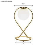 Modern Led Desk Lamp- Child Bedroom Globe Shade White Metal 1 Head