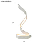 Modern Led Desk Lamp In White With Twisted Acrylic Shade