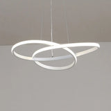 Modern Led Dining Room Pendant Ceiling Light - Curved Acrylic Shade White Chandelier In White/Warm