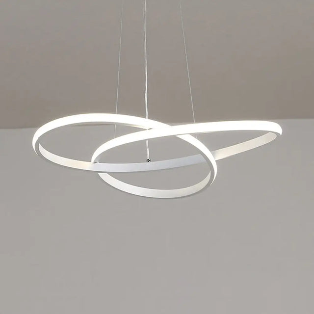 Modern Led Dining Room Pendant Ceiling Light - Curved Acrylic Shade White Chandelier In White/Warm