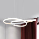 Modern Led Dining Room Pendant Ceiling Light - Curved Acrylic Shade White Chandelier In White/Warm /