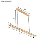Modern Led Drop Pendant With Wood Shade - 1-Light Linear Ceiling Light Fixture