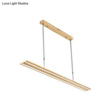 Modern Led Drop Pendant With Wood Shade - 1-Light Linear Ceiling Light Fixture
