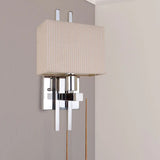 Modern Led Fabric Sconce Light: Rectangle Wall Mounted Beige Lighting For Bedroom