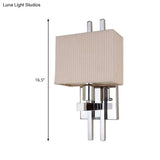 Modern Led Fabric Sconce Light: Rectangle Wall Mounted Beige Lighting For Bedroom
