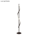 Modern Led Floor Lamp With Black Bubbling/Wavy/Twisting Design Acrylic Shade And Warm/White Light