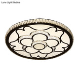 Modern Led Floral Ceiling Light With Stainless Steel Crystal Insert - Flush Mount