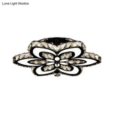 Modern Led Floral Crystal Ceiling Light For Bedroom - Clear/Amber Semi Flush Mount