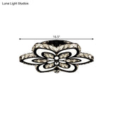 Modern Led Floral Crystal Ceiling Light For Bedroom - Clear/Amber Semi Flush Mount