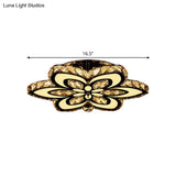 Modern Led Floral Crystal Ceiling Light For Bedroom - Clear/Amber Semi Flush Mount