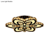 Modern Led Floral Crystal Ceiling Light For Bedroom - Clear/Amber Semi Flush Mount