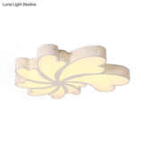 Modern Led Flower Bedroom Flush Mount Light In White With Iron Frame