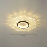 Modern Led Flower Ceiling Mount Light Fixture For Bedroom - Acrylic Flush Black / 16.5’ Remote