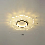Modern Led Flower Ceiling Mount Light Fixture For Bedroom - Acrylic Flush Black / 16.5’ Third Gear