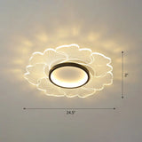 Modern Led Flower Ceiling Mount Light Fixture For Bedroom - Acrylic Flush Black / 24.5’ Third Gear