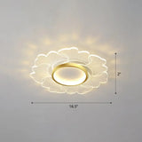 Modern Led Flower Ceiling Mount Light Fixture For Bedroom - Acrylic Flush Gold / 16.5’ Third Gear