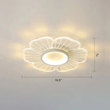 Modern Led Flower Ceiling Mount Light Fixture For Bedroom - Acrylic Flush White / 16.5’ Remote
