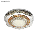 Modern Led Flower - Shaped Crystal Ceiling Mount Fixture In Chrome