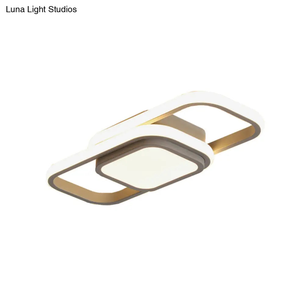 Modern Led Flush Ceiling Lamp In Black/Grey With Glow Frame - 16/23.5 - Inch Wide Warm/White Light